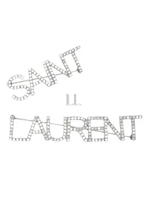 Luxury Saint Laurent Trending 2025 Crystal Brass Pin Brooch Oxidized Silver