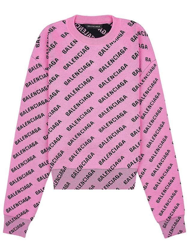 Luxury Balenciaga Trending 2025 Mini All-Over Logo Knit Top Pink
