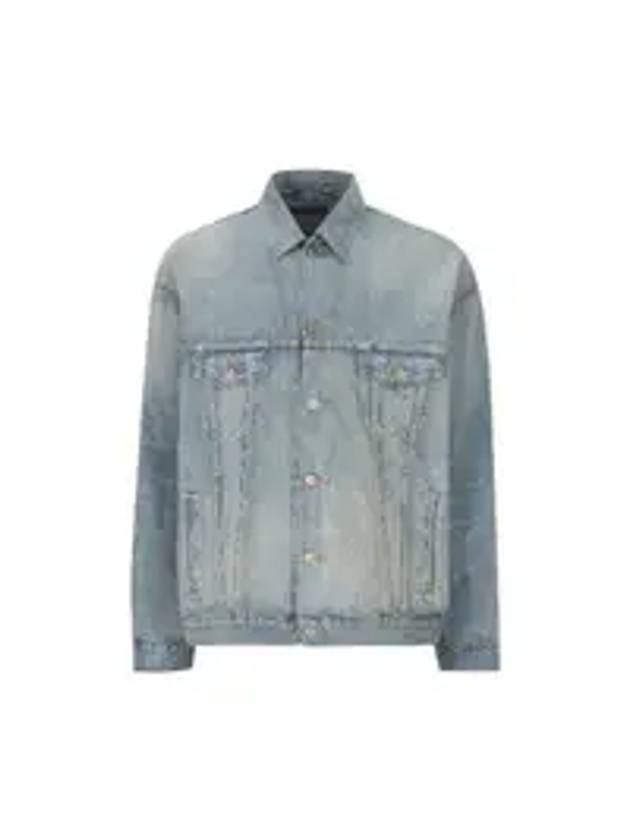 Luxury Balenciaga Trending 2025 Paris Tropical Denim Jacket Blue