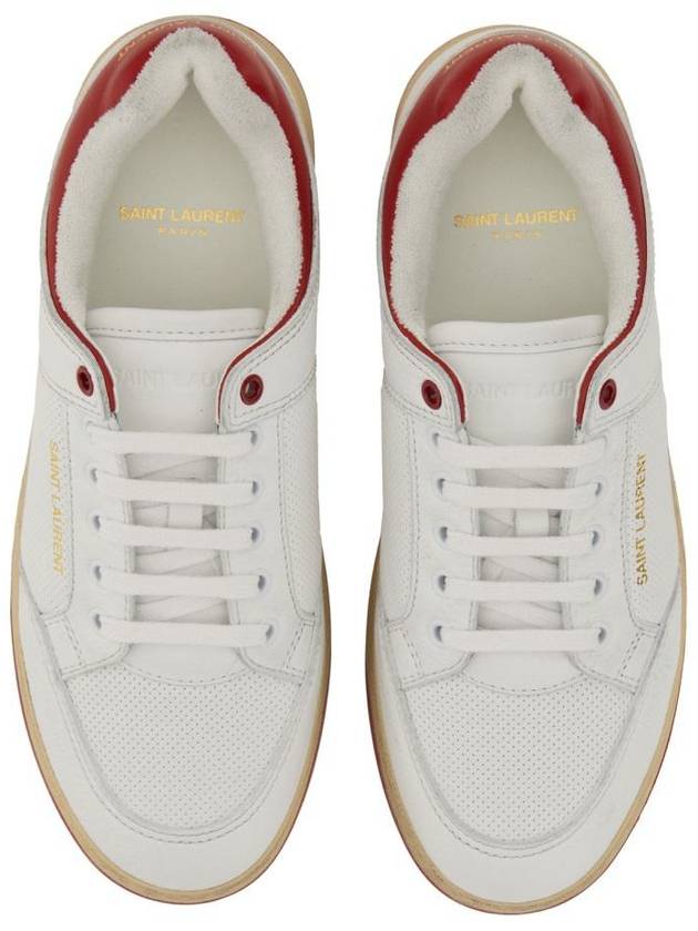 Luxury Saint Laurent Trending 2025 Crack Lace Up Calf Leather Low Top Sneakers White Red