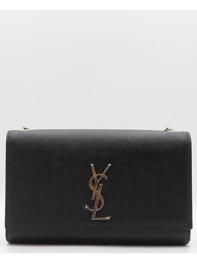 Luxury Saint Laurent Trending 2025 YSL 364021 Black Caviar Skin Kate Silver Monogram Logo Medium Chain Flap Shoulder Crossbag