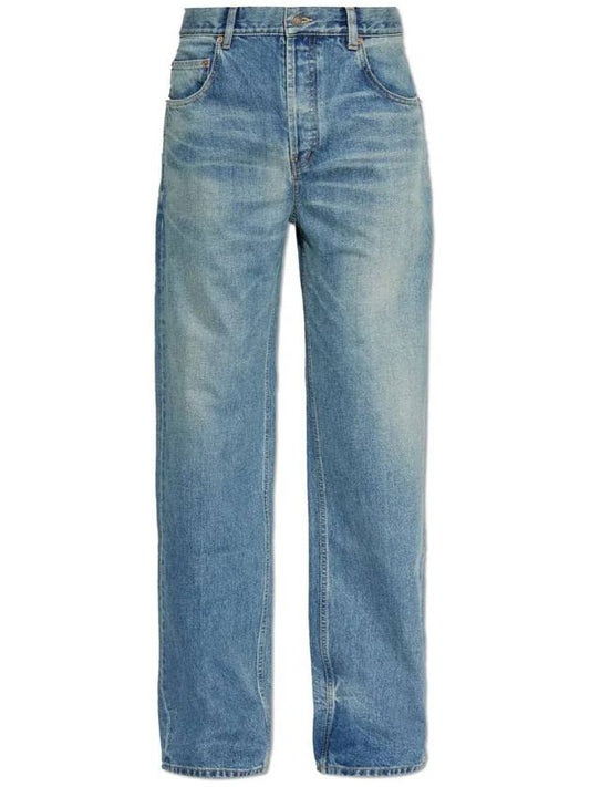 Luxury Saint Laurent Trending 2025 Mid Rise Baggy Jeans Blue