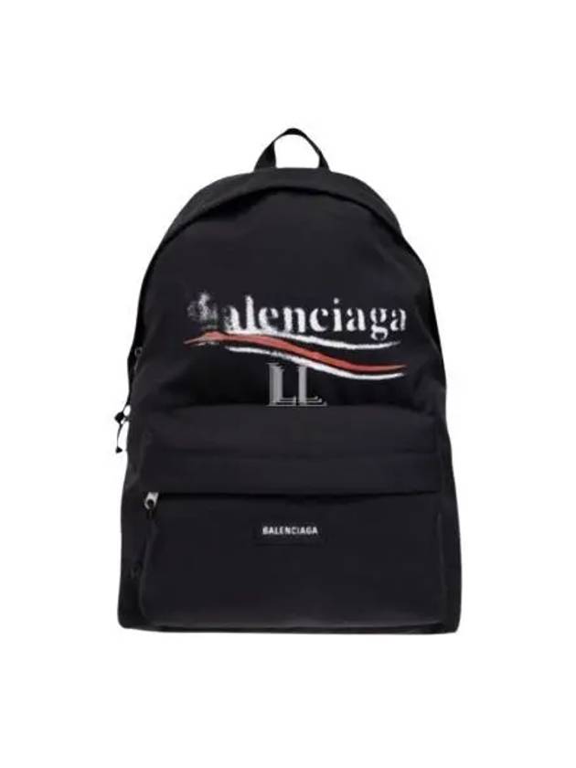 Luxury Balenciaga Trending 2025 Explorer Logo Backpack Black