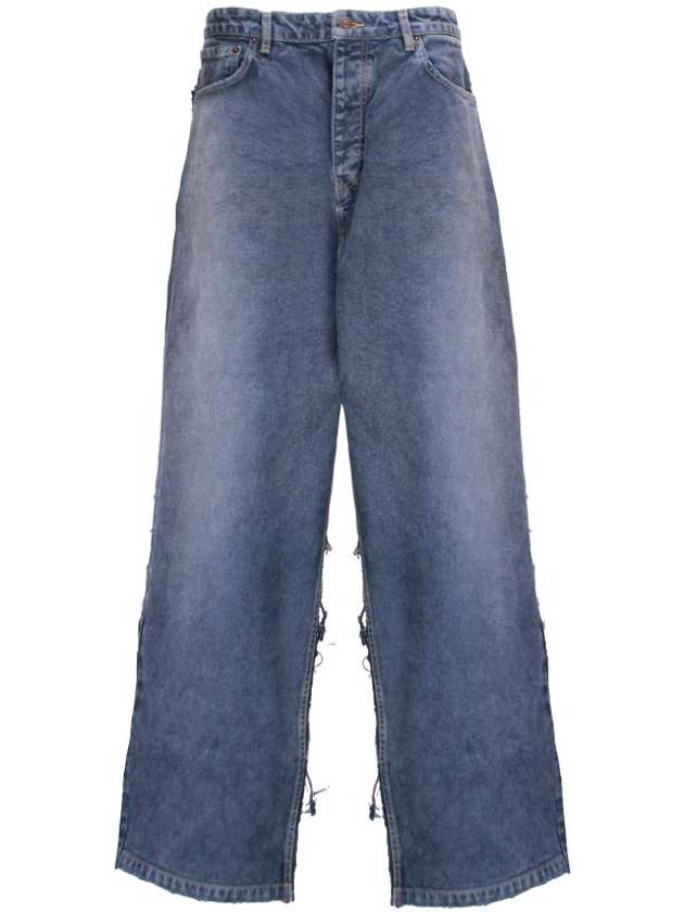 Luxury Balenciaga Trending 2025 Wide Leg Panelled Jeans Blue