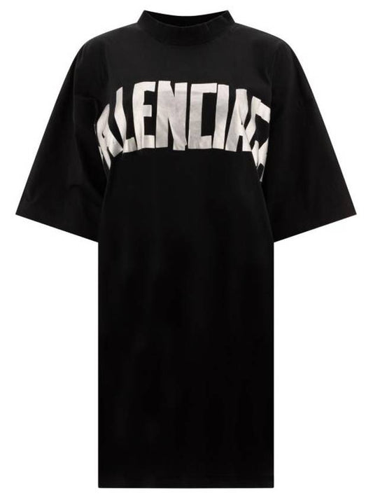 Luxury Balenciaga Trending 2025 Logo Print T-Shirt Short Dress Black