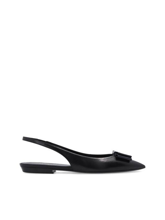 Luxury Saint Laurent Trending 2025 Women's Anais Patent Logo Slingback Flats Black