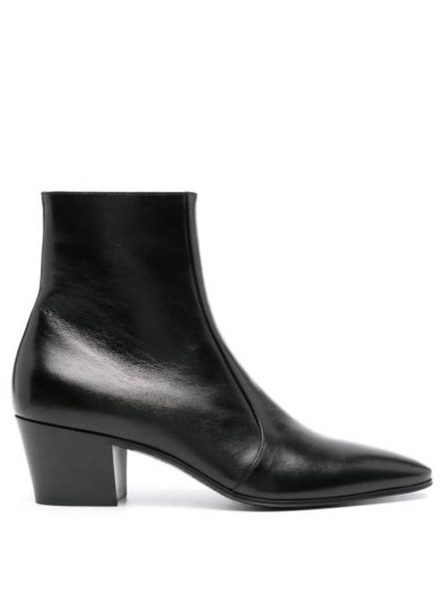 Luxury Saint Laurent Trending 2025 Vassili Smooth Leather Ankle Boots Black