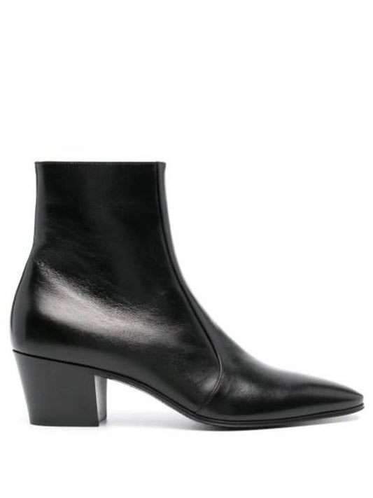 Luxury Saint Laurent Trending 2025 Vassili Smooth Leather Ankle Boots Black