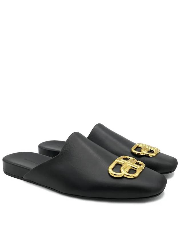 Luxury Balenciaga Trending 2025 BB Logo Leather Mule Black