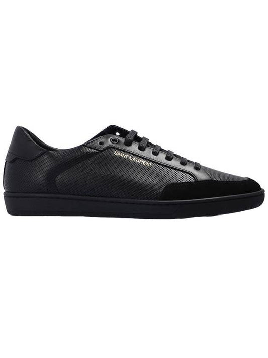 Luxury Saint Laurent Trending 2025 Court Classic Perforated Leather Low Top Sneakers Black