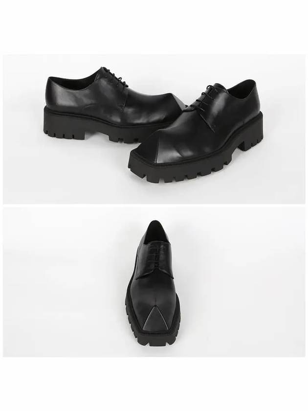 Luxury Balenciaga Trending 2025 Men's Rhino Square Toe Leather Derby Black