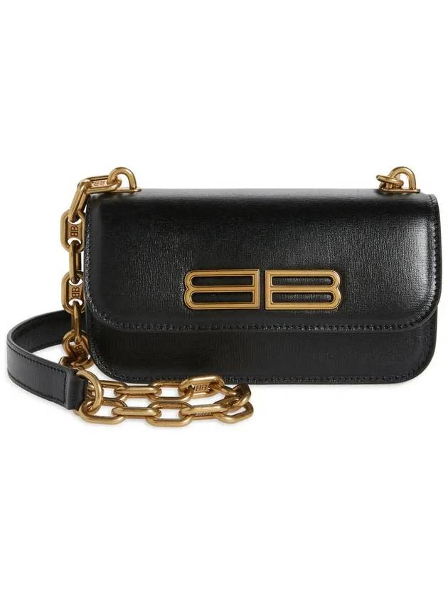 Luxury Balenciaga Trending 2025 BB Gold Logo Cross Bag Black