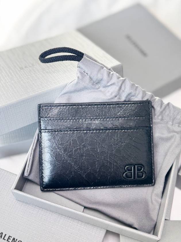 Luxury Balenciaga Trending 2025 Monaco Card Wallet Black