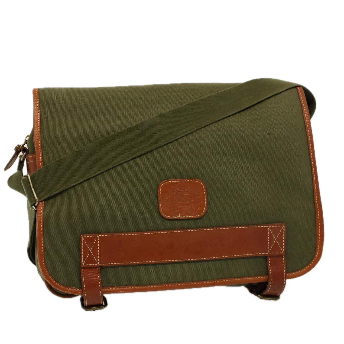 Luxury BurberrySs Shoulder Bag Canvas Khaki Auth bs9442
