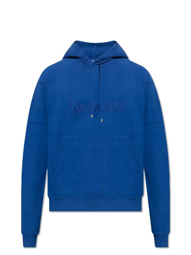 Luxury Saint Laurent Trending 2025 Embroidered Logo Hoodie Blue