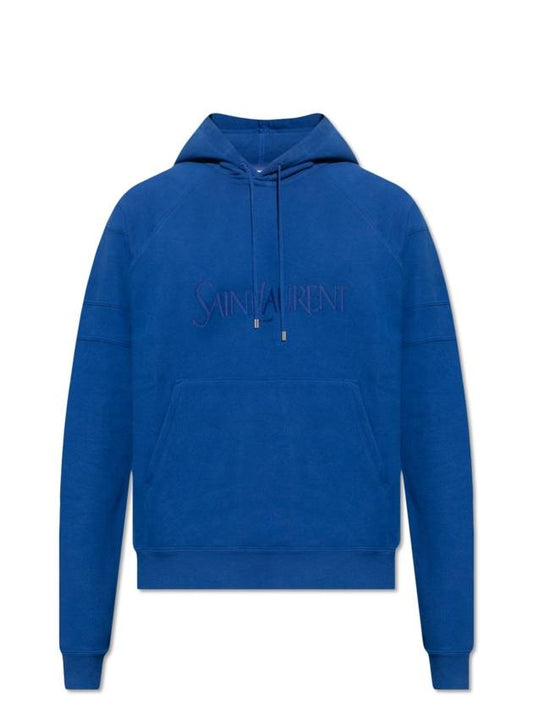 Luxury Saint Laurent Trending 2025 Embroidered Logo Hoodie Blue