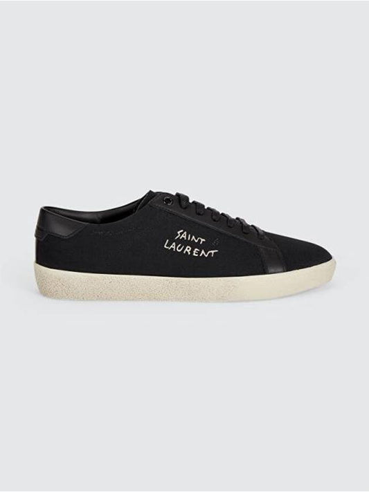 Luxury Saint Laurent Trending 2025 Court Classic SL06 Canvas Smooth Leather Low Top Sneakers Black