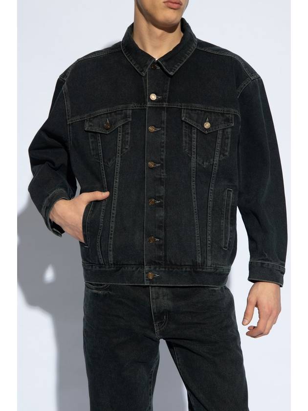 Luxury Saint Laurent Trending 2025 Egg Shape Denim Jacket Dark Blue Black