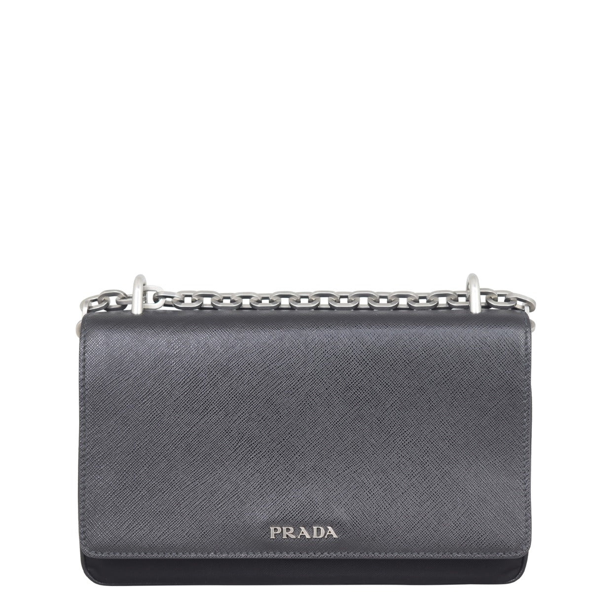 Prada Saffiano Tessuto Chain Shoulder Bag