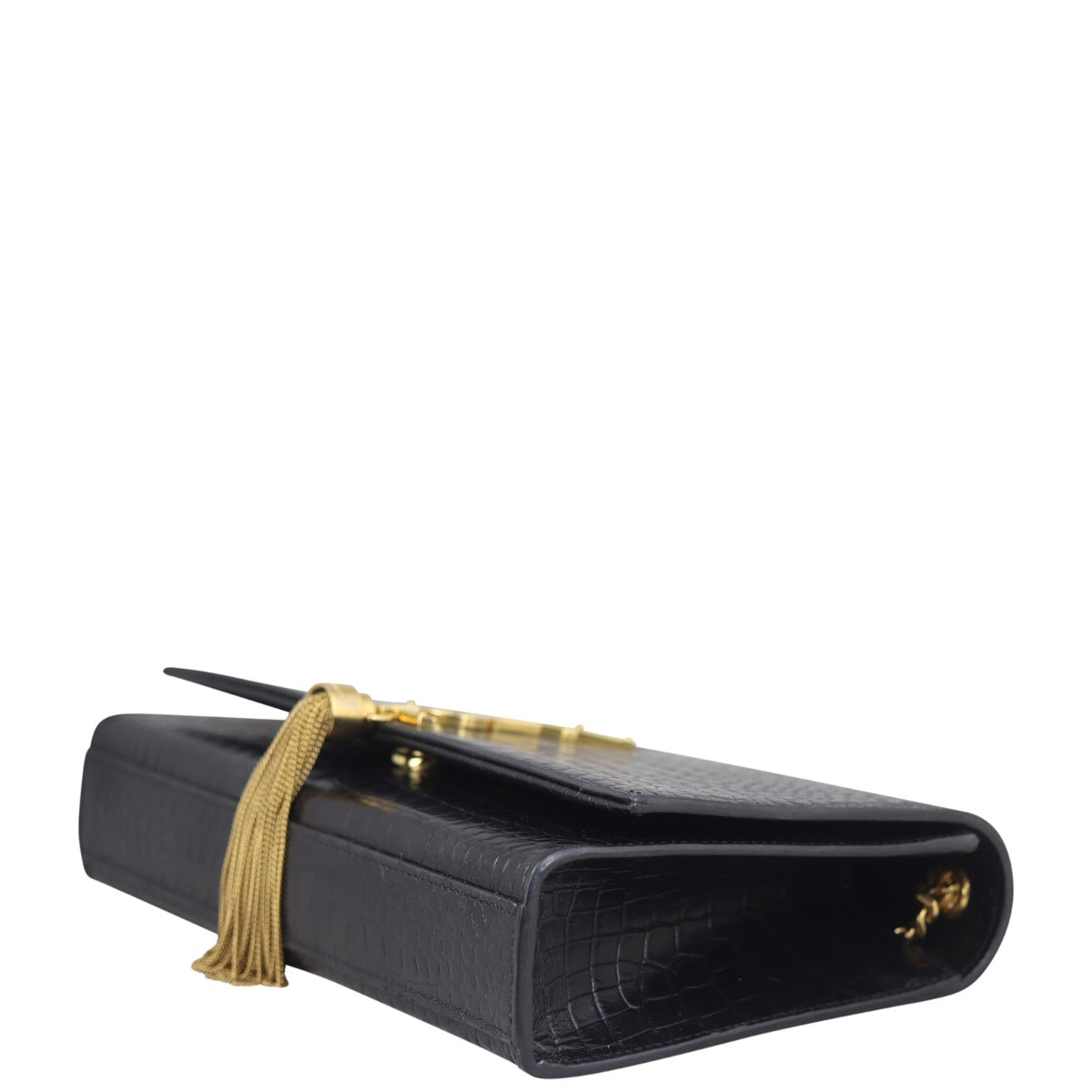 Saint Laurent Kate Tassel Chain Bag Medium Croc-Embossed
