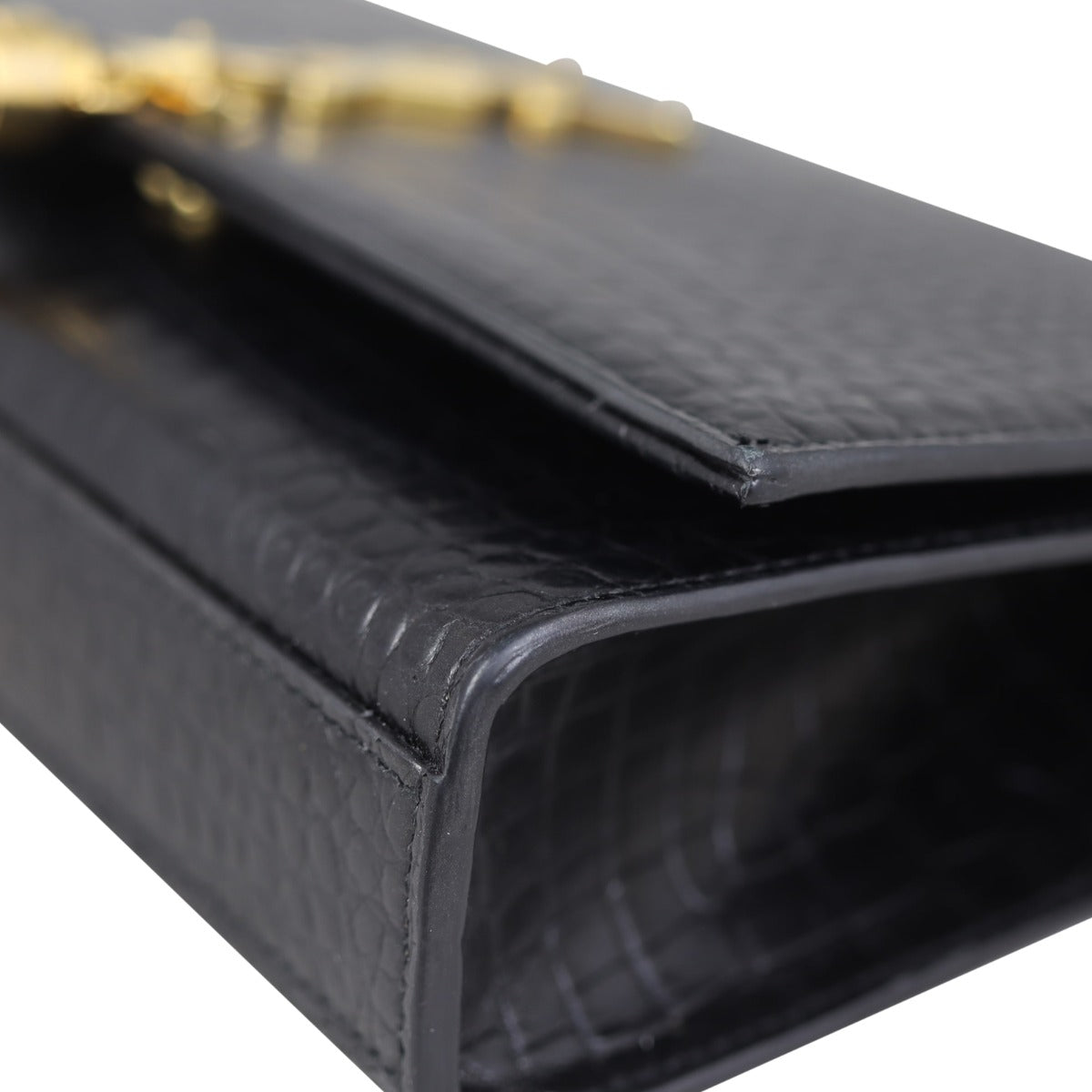 Saint Laurent Kate Tassel Chain Bag Medium Croc-Embossed