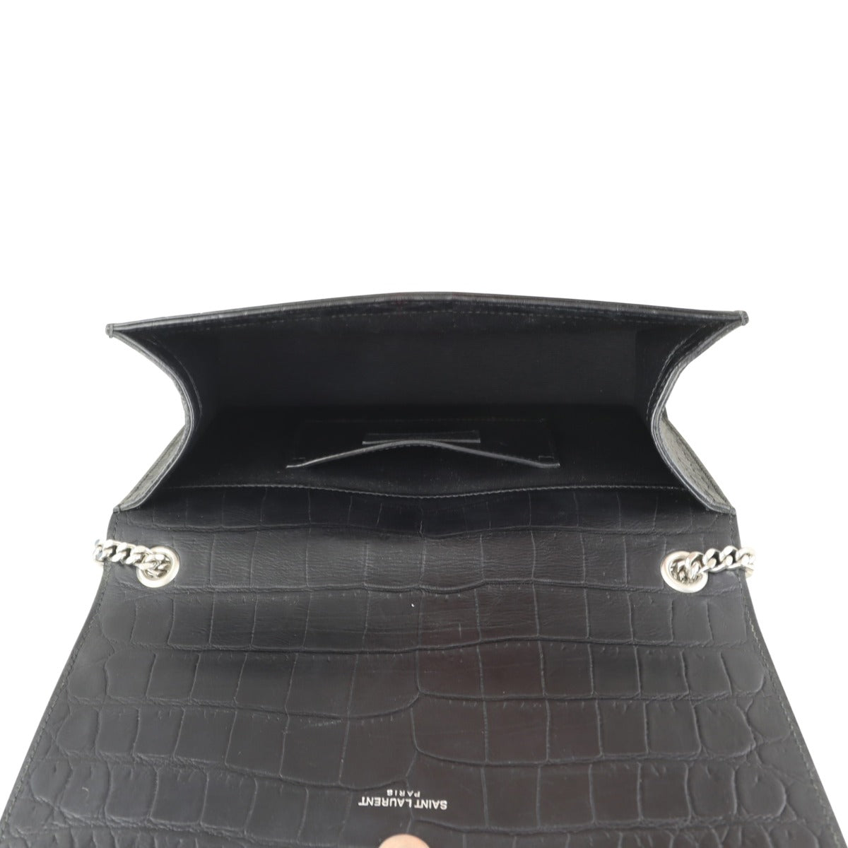 Saint Laurent Kate Tassel Chain Bag Medium Croc-Embossed