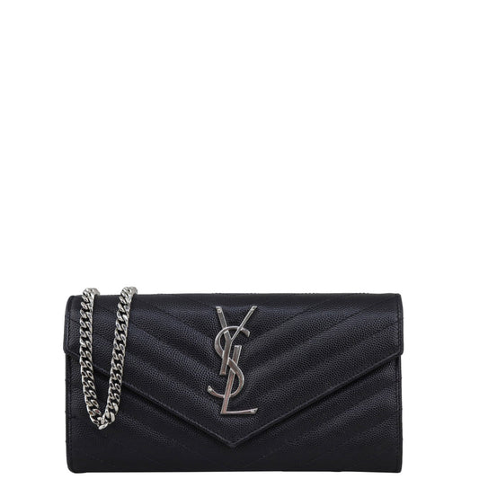 Saint Laurent Monogram Envelope Wallet with Short Chain