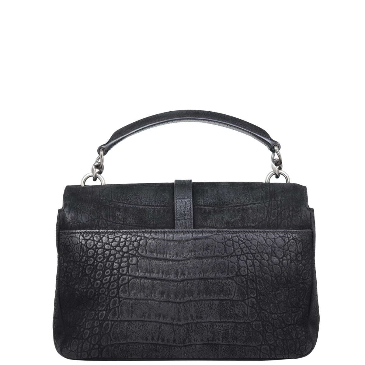 Saint Laurent College Medium Croc-Embossed Nubuck