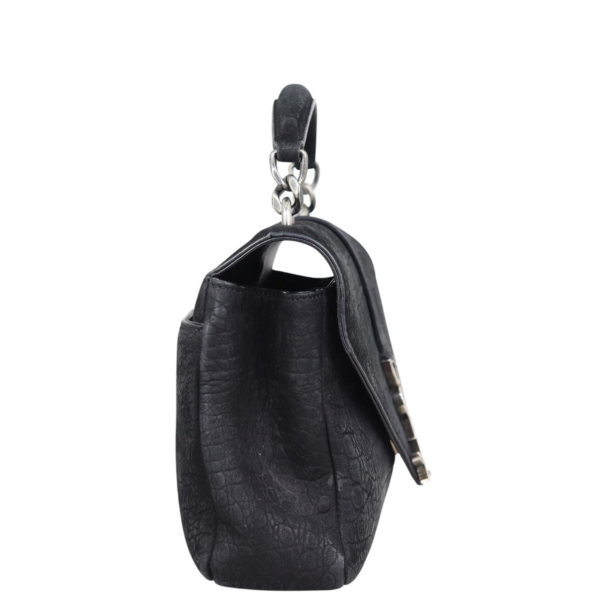 Saint Laurent College Medium Croc-Embossed Nubuck