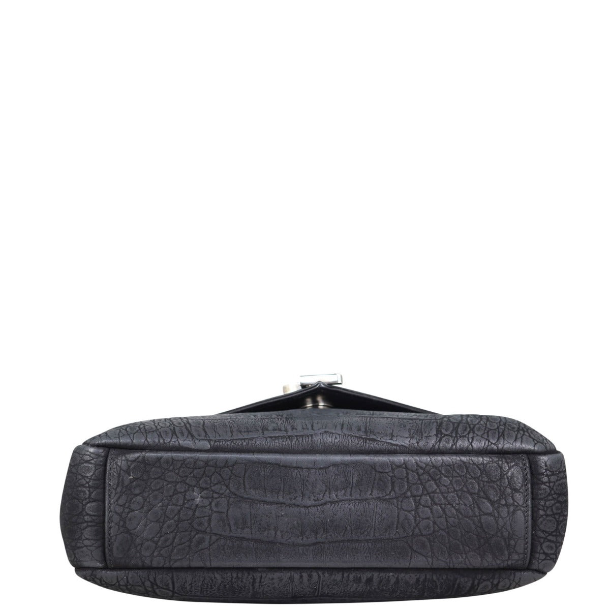 Saint Laurent College Medium Croc-Embossed Nubuck