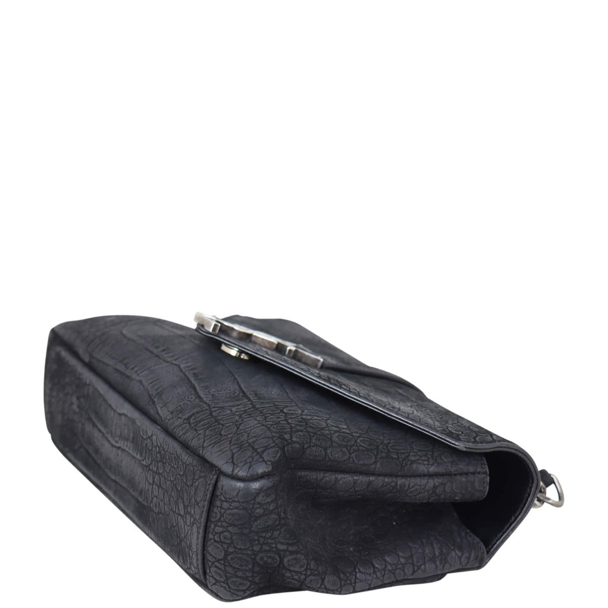 Saint Laurent College Medium Croc-Embossed Nubuck