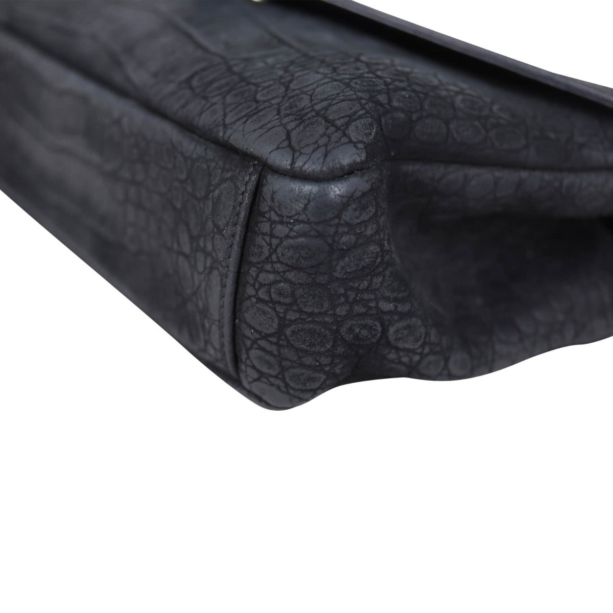 Saint Laurent College Medium Croc-Embossed Nubuck
