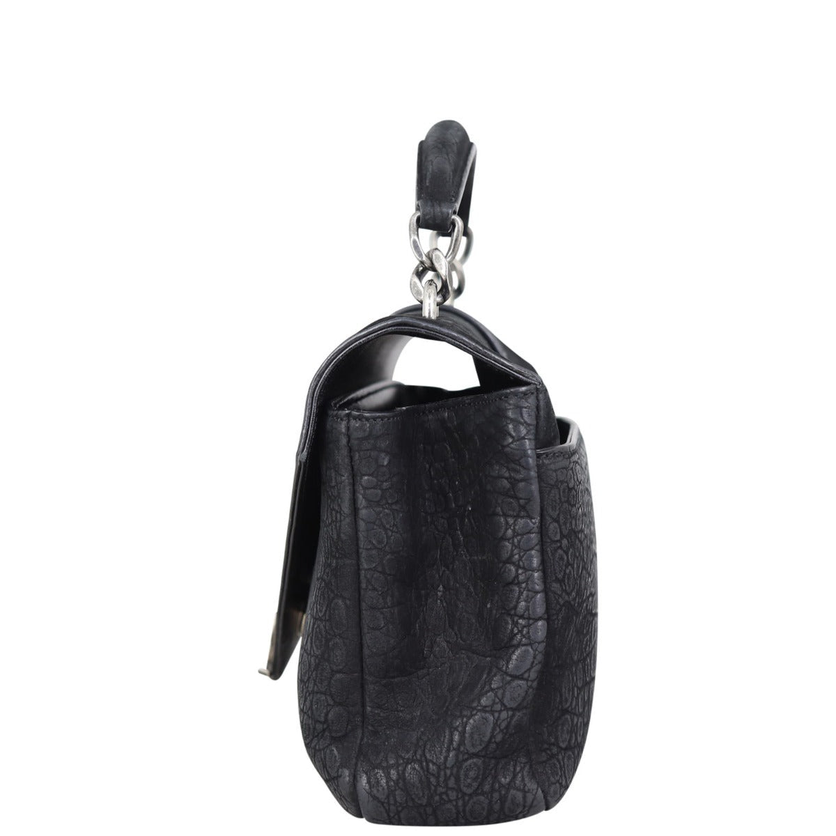 Saint Laurent College Medium Croc-Embossed Nubuck