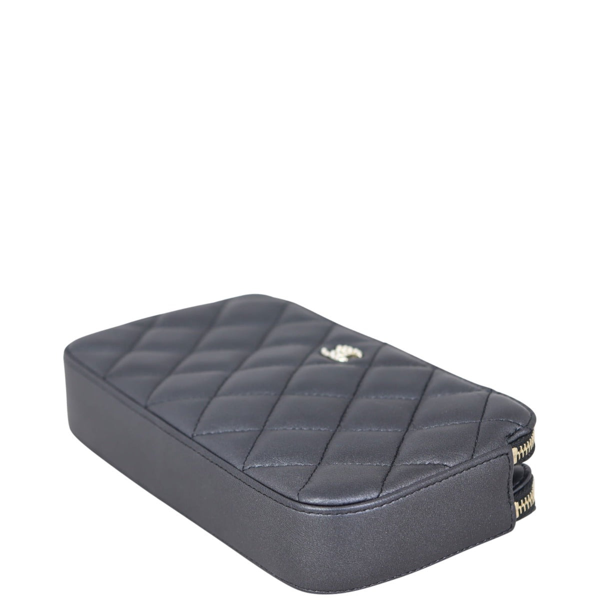 Chanel CC Double Zip Clutch with Pearl Chain