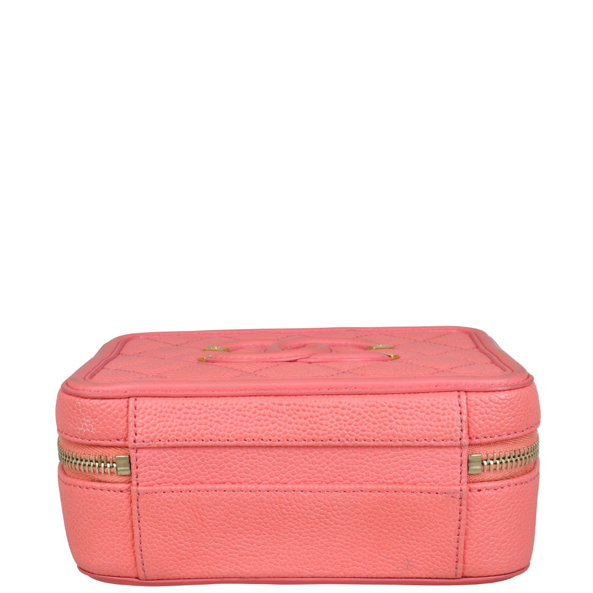 Chanel CC Filigree Vanity Case Small |  Bright Coral