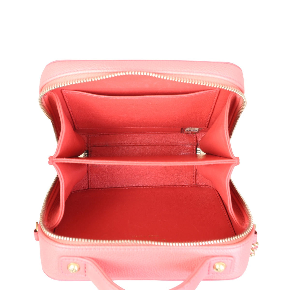 Chanel CC Filigree Vanity Case Small |  Bright Coral