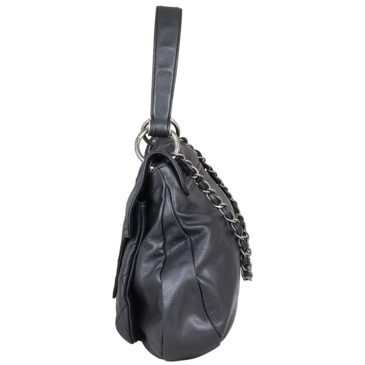 Chanel Glazed Caviar Flap Hobo Bag
