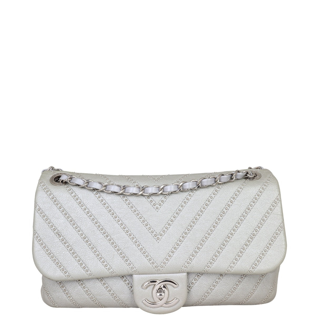 Chanel Stud Wars Chevron Flap Bag | Metallic Silver