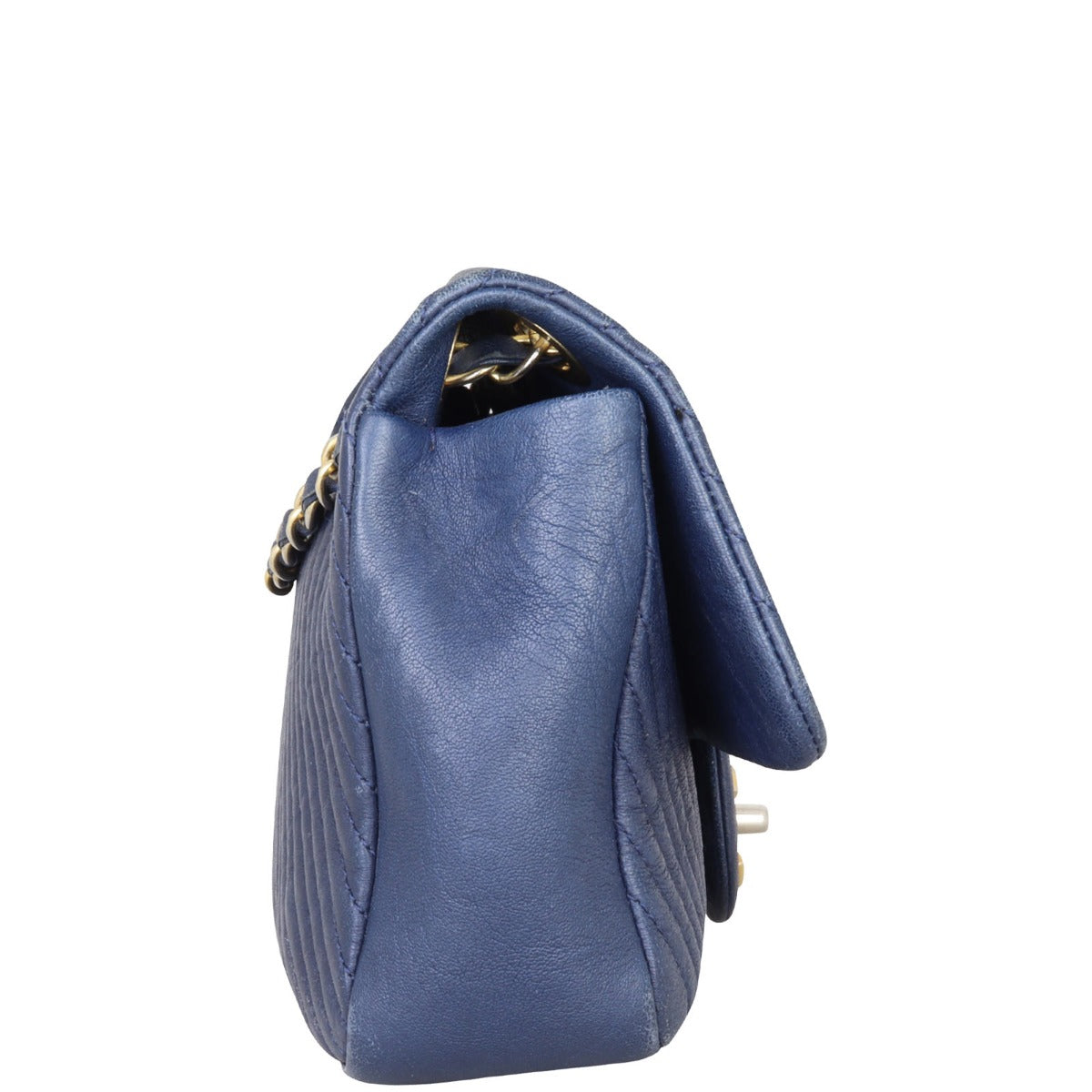 Chanel Surpique Chevron Single Flap Bag | Gold Hardware