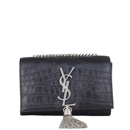 Saint Laurent Kate Tassel Chain Bag Small Croc-Embossed