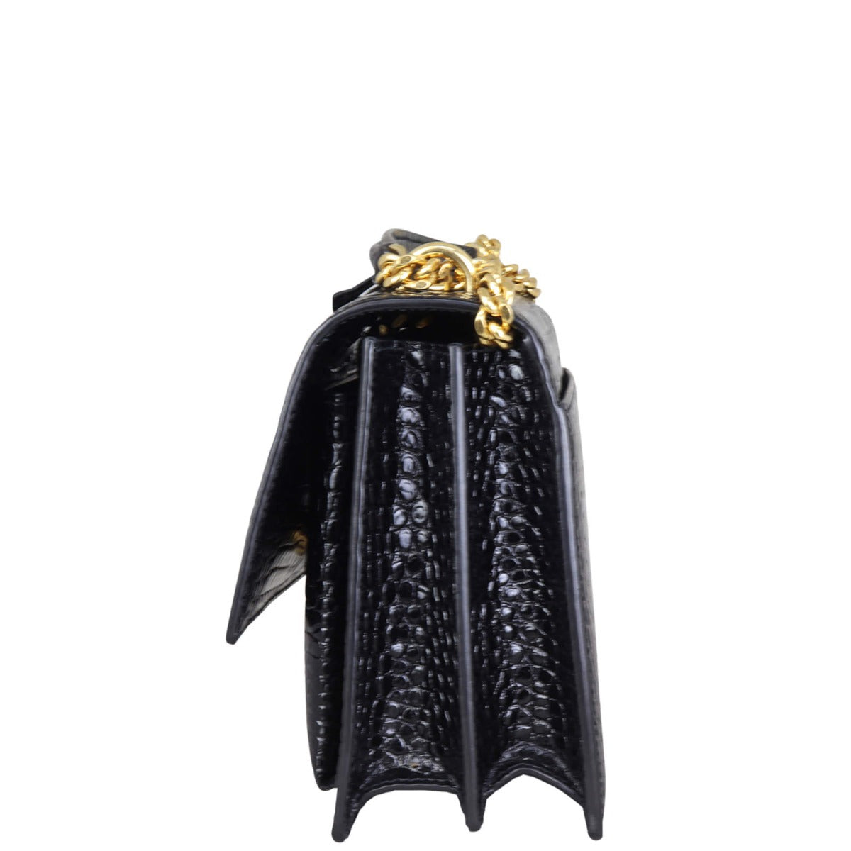 Saint Laurent Sunset Medium Croc-Embossed