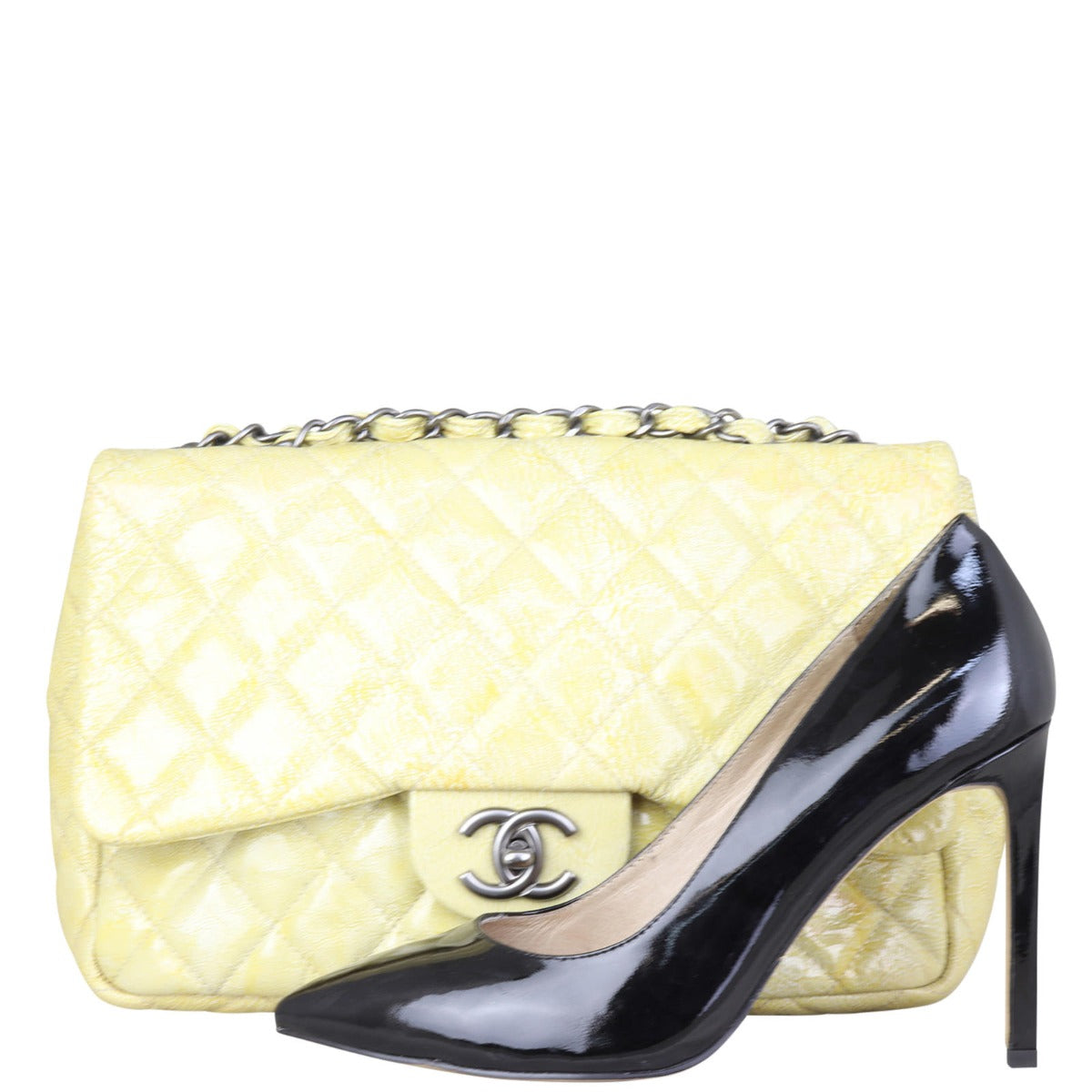 Chanel Classic Single Flap Jumbo Vinyl | Yellow
