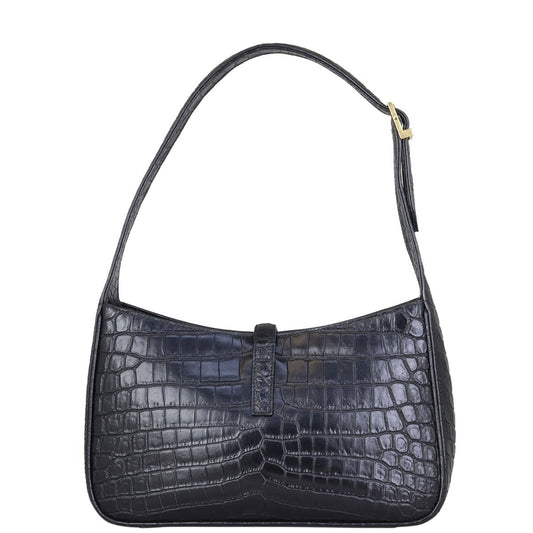Saint Laurent Le 5 A 7 Hobo Croc-Embossed