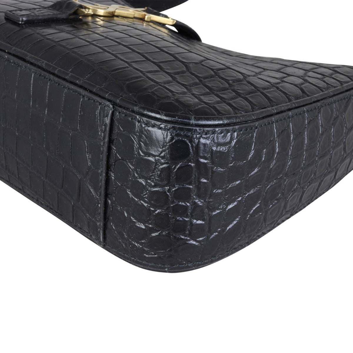 Saint Laurent Le 5 A 7 Hobo Croc-Embossed