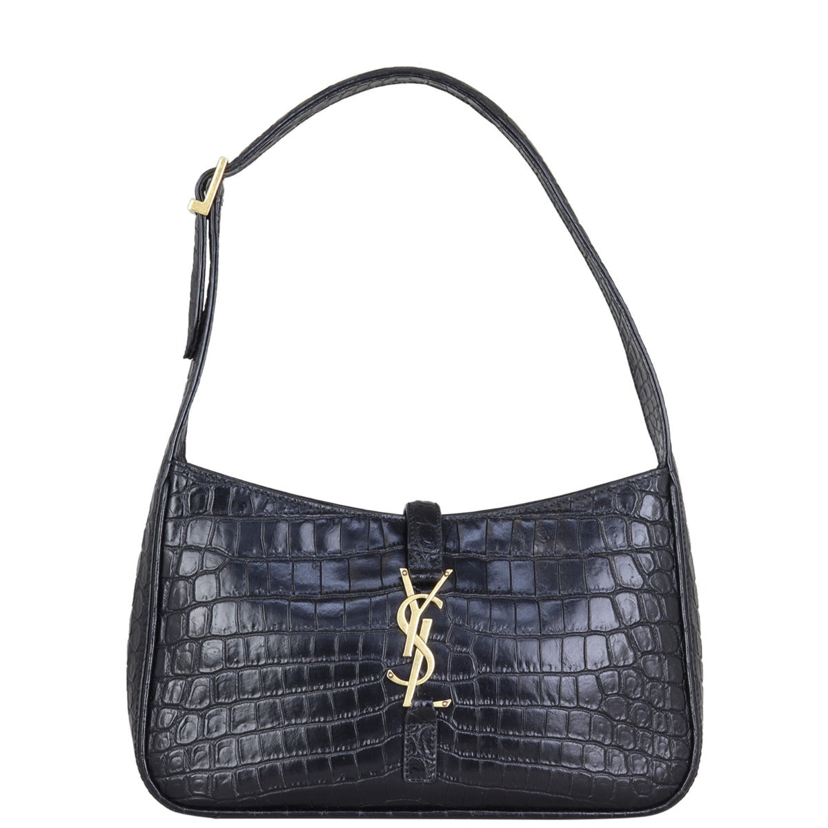 Saint Laurent Le 5 A 7 Hobo Croc-Embossed