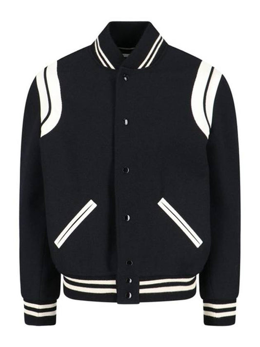 Luxury Saint Laurent Trending 2025 Teddy Bomber Jacket in Wool Black White