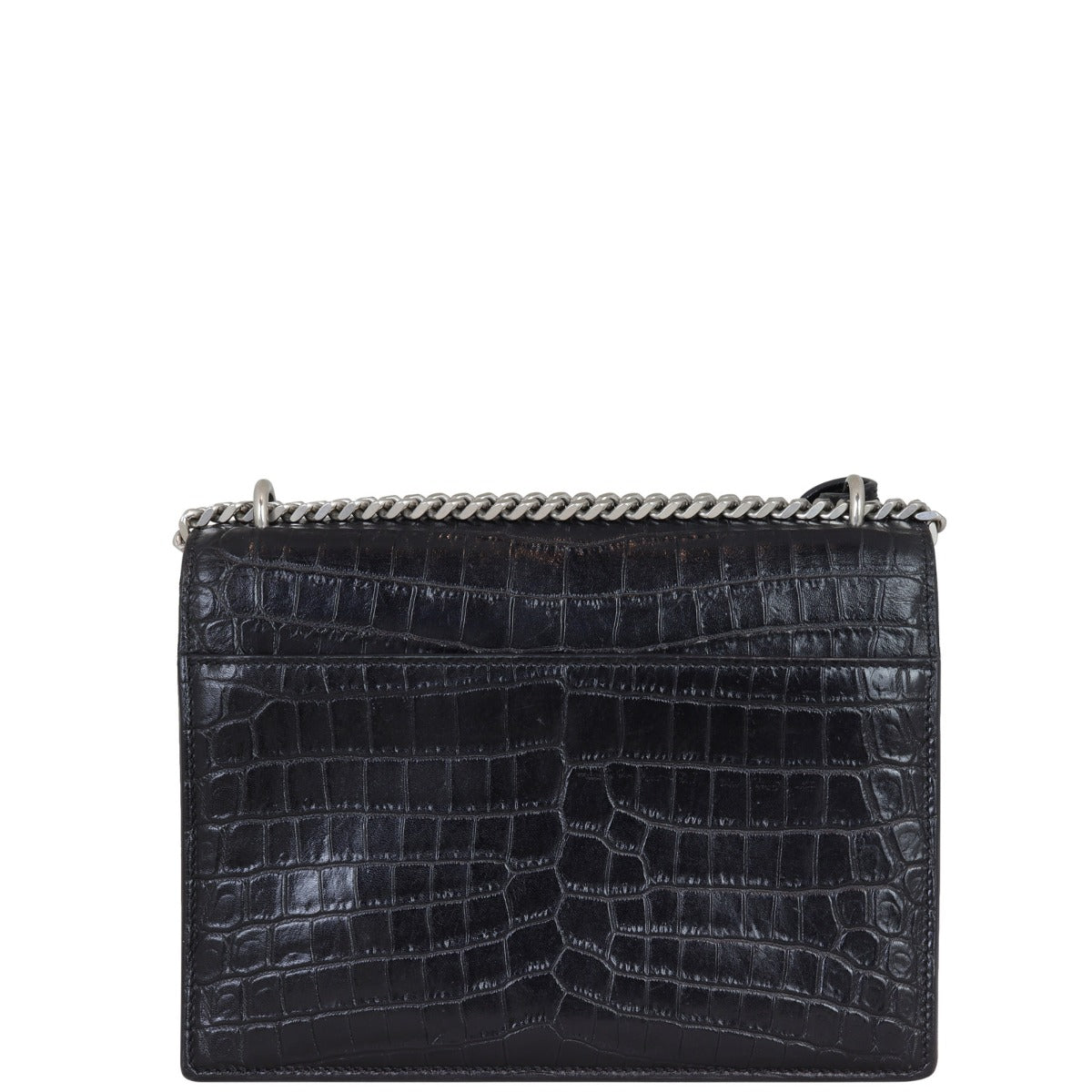 Saint Laurent Sunset Medium Croc-Embossed