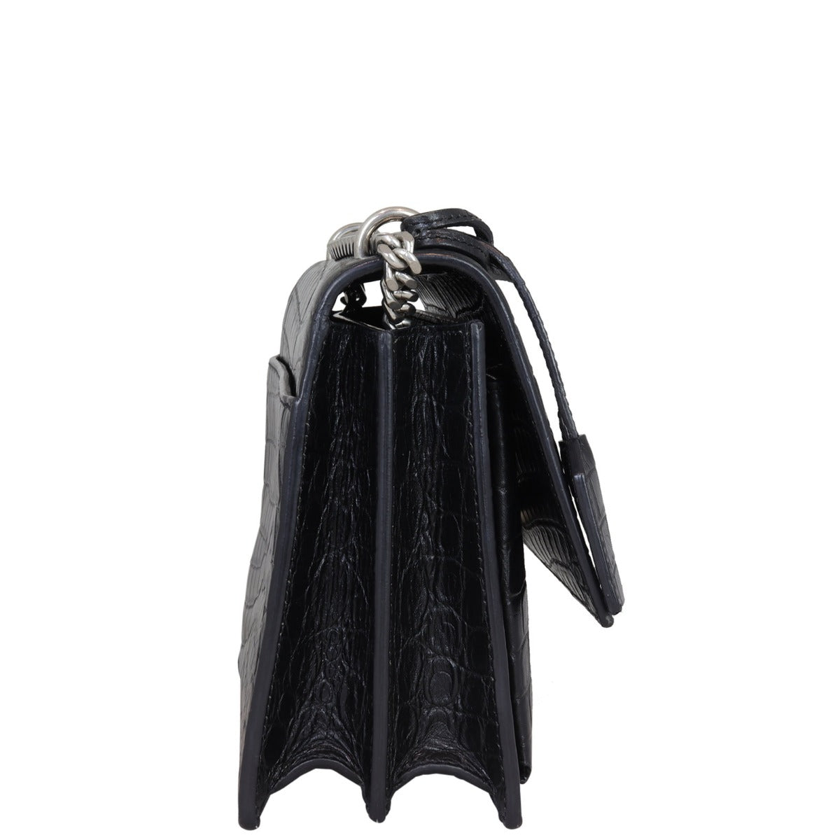 Saint Laurent Sunset Medium Croc-Embossed