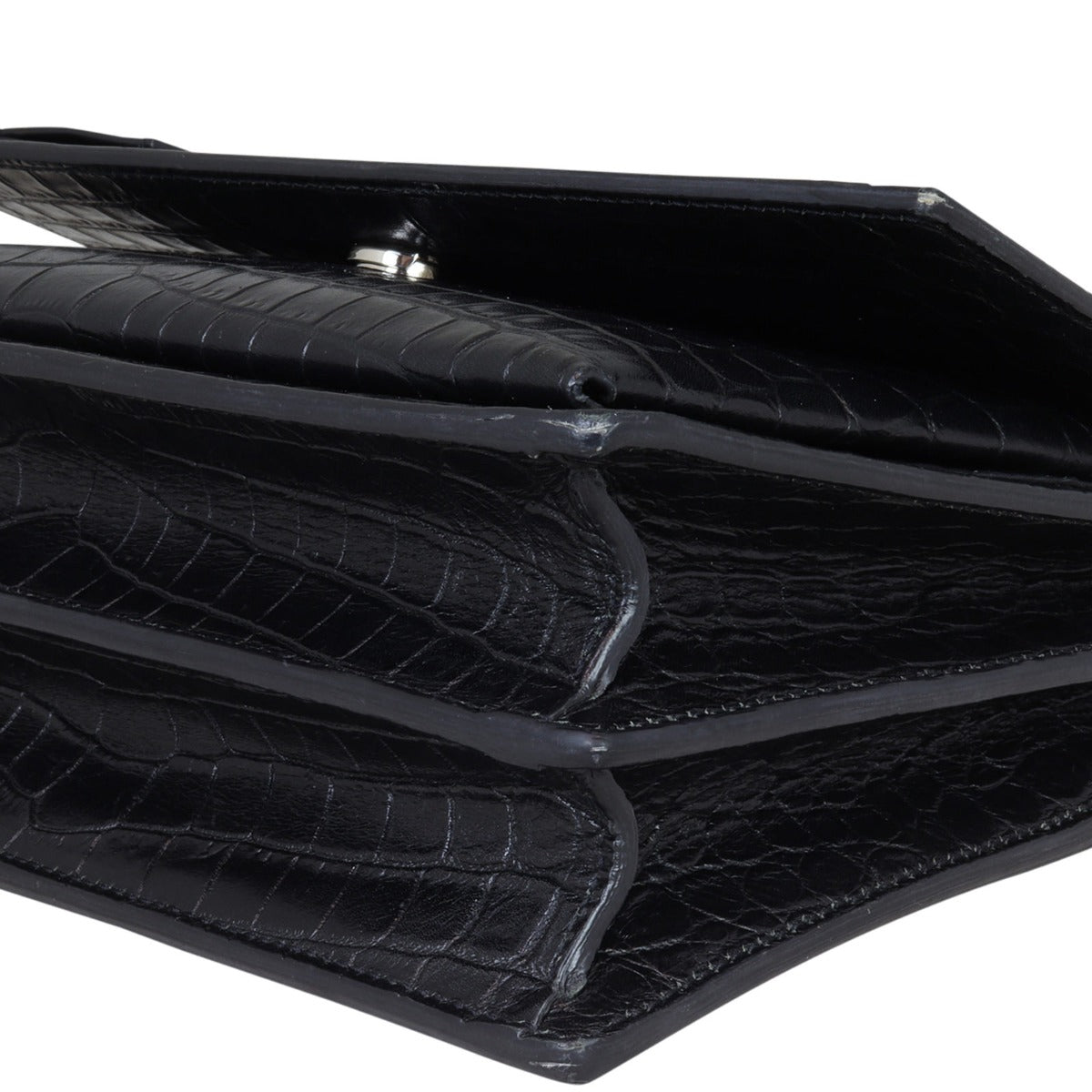 Saint Laurent Sunset Medium Croc-Embossed
