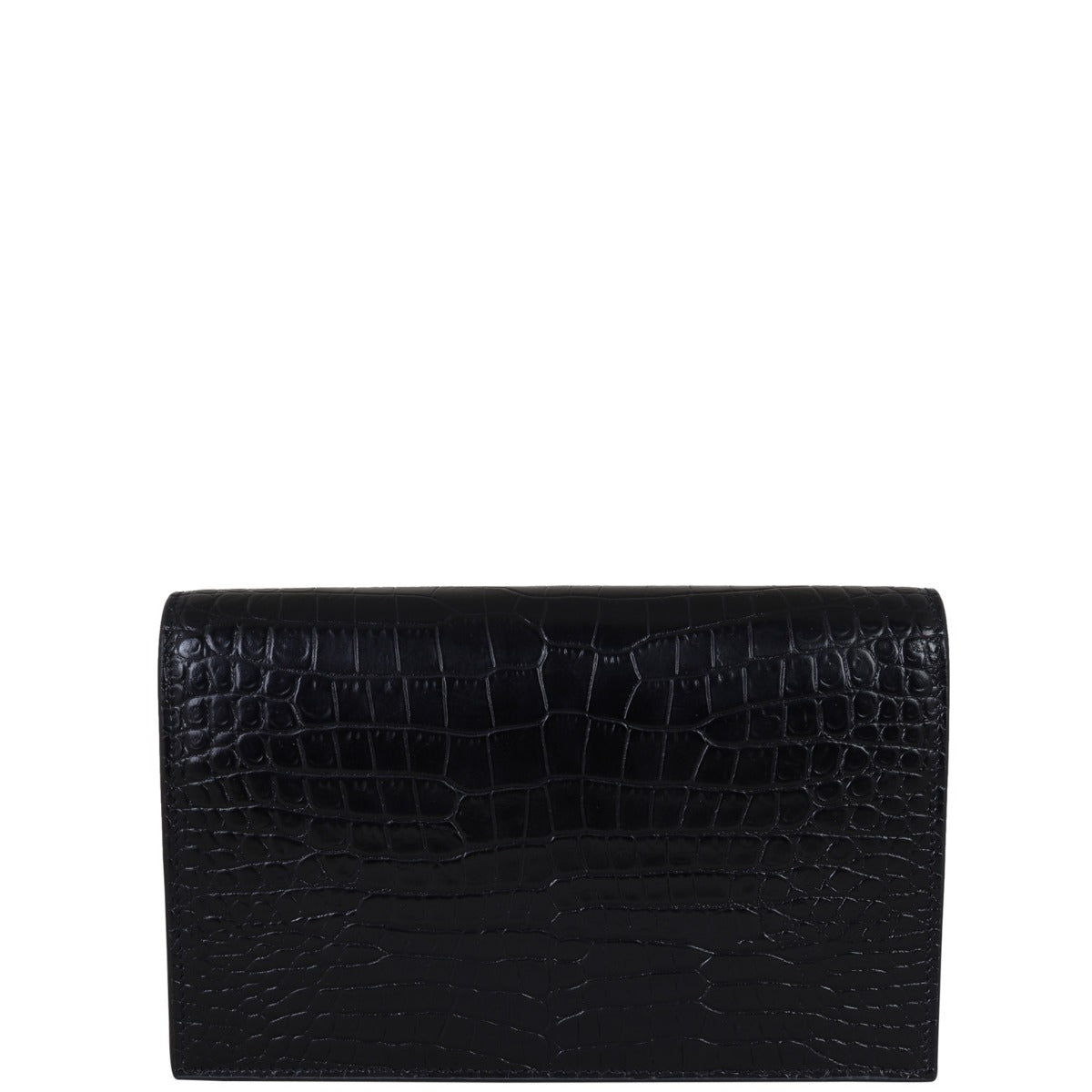 Saint Laurent Kate Tassel Chain Wallet Croc-Embossed